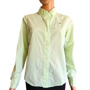 Vinyard Vines Green Gingham 100% Cotton Oxford Shirt